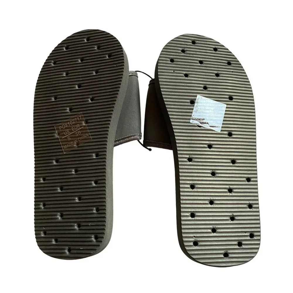 NWT‎ Norty Footwear Big Kid Size 5 Gray Adjustable Shower Shoes Sandals Slides